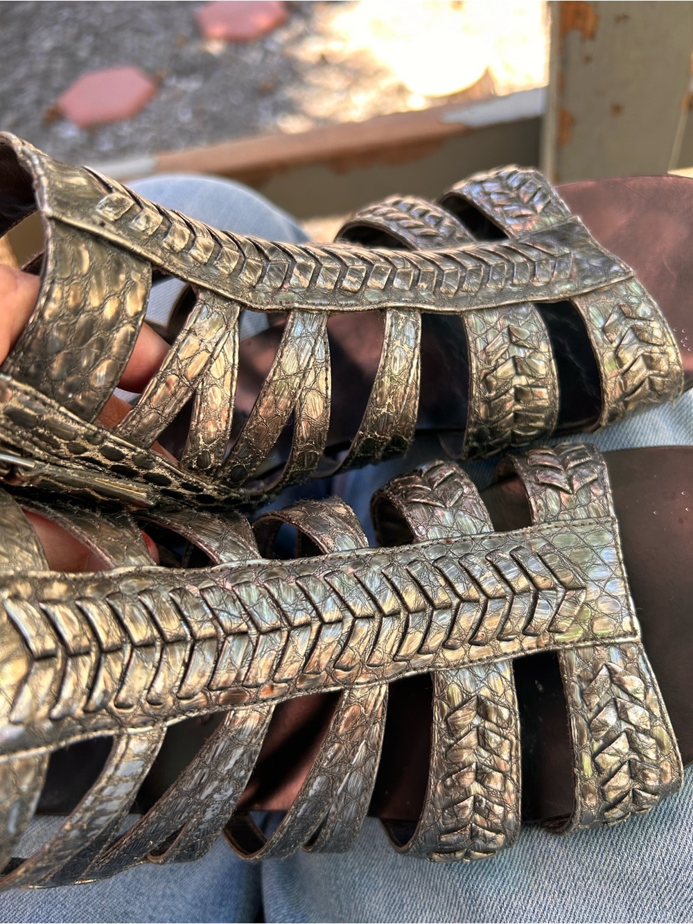Elizabeth and James metallic, silver gladiator sandals, vintage - Picture 8 of 13